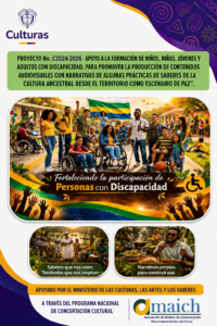 Quibdó será escenario del proyecto C2024-2026 de formación audiovisual para personas con discapacidad